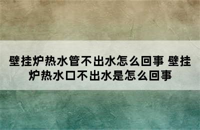 壁挂炉热水管不出水怎么回事 壁挂炉热水口不出水是怎么回事